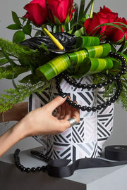 Red and Black Love Flower Vase